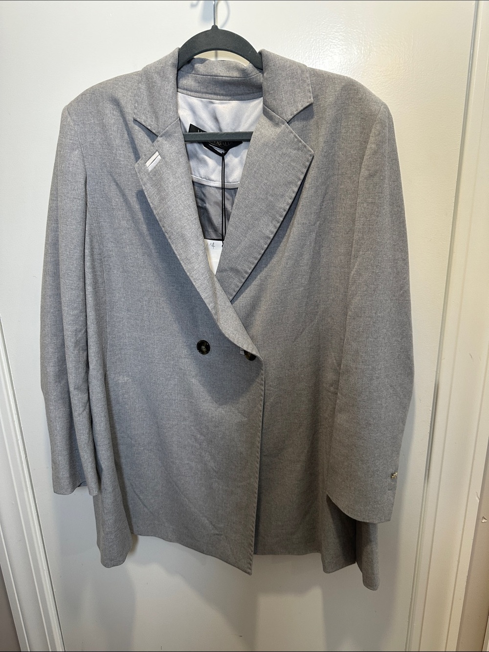 Marina Rinaldi Gray Double-Breasted Blazer (55)